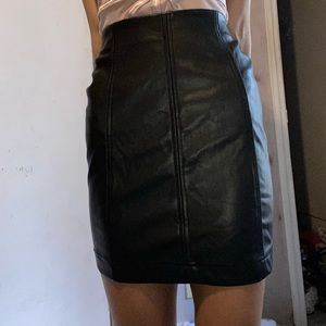 Leather black skirt
